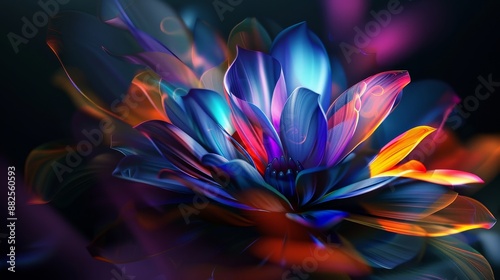 beautiful abstract colorful flower. ultrawide 21:9 wallpaper background perfect for oled display with vibrant colors on dark. for ads web design, prints and copy