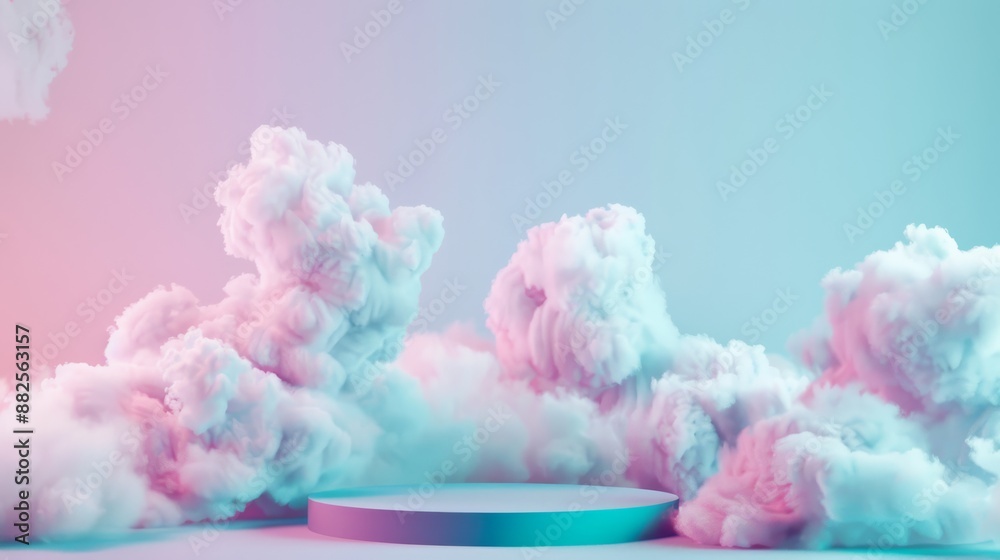 blue green gradient fluffy product podium blue ombre composition low angle shot studio lighting fluffy white clouds floating around weightlessness stylish minimalist clean background pink and lilac blue green gradient fluffy product podium blue ombre composition low angle shot studio lighting fluffy white clouds floating around weightlessness stylish minimalist clean background pink and lilac