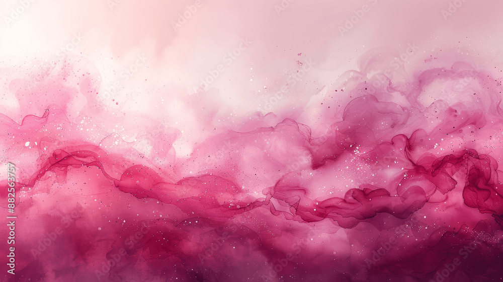 Obraz premium Abstract Pink Gradient Background with Watercolor Waves and Grunge Texture for Valentine Romance