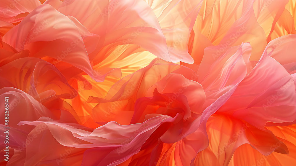 Abstract Background with Flowing Orange and Pink Fabric
