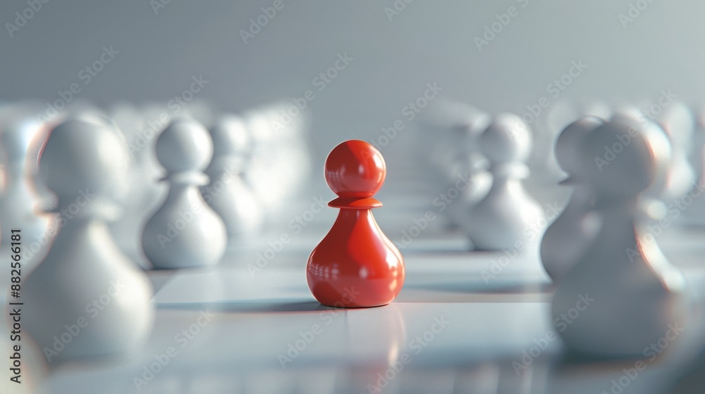 Red Pawn Stands Out on a Chessboard Red Pawn Stands Out on a Chessboard