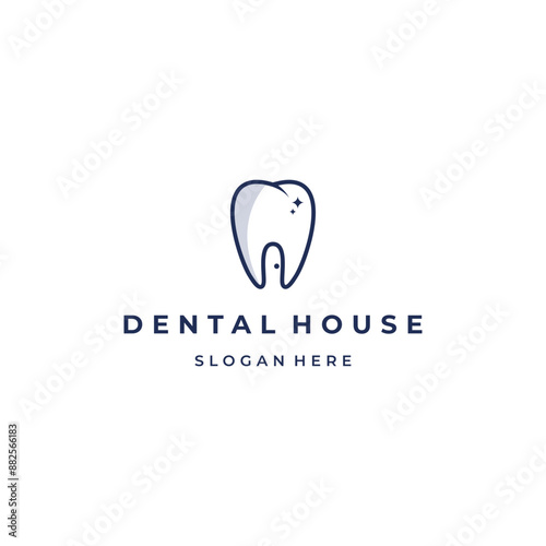 Dental house logo design on isolated background