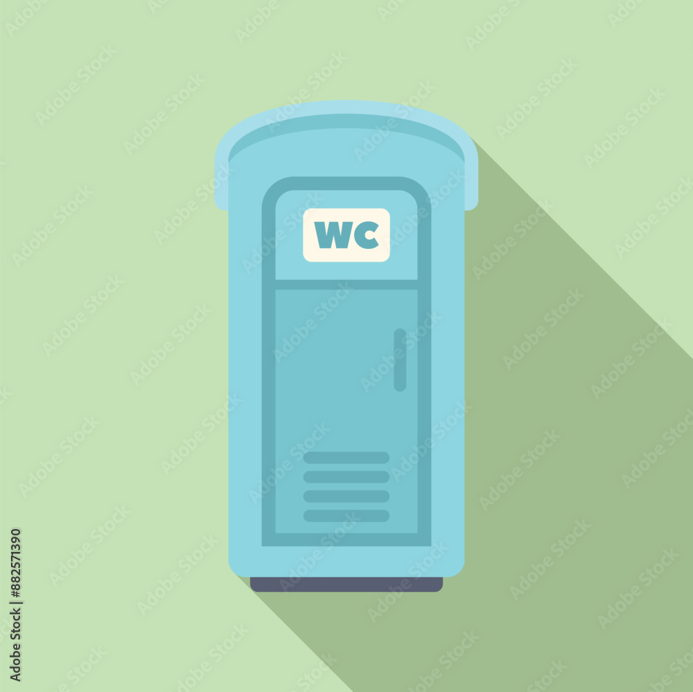 Blue portable toilet showing wc sign, ideal for sanitation and public event concepts Blue portable toilet showing wc sign, ideal for sanitation and public event concepts
