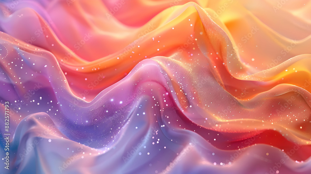 Abstract 3D Background with Wavy Pastel Fabric and Shimmering Lights Abstract 3D Background with Wavy Pastel Fabric and Shimmering Lights