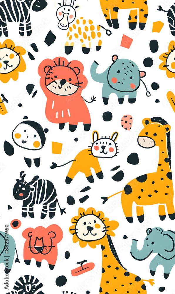 Obraz premium cartoon 2d illustrator doodle pattern, cute pattern in graphic seamless pattern