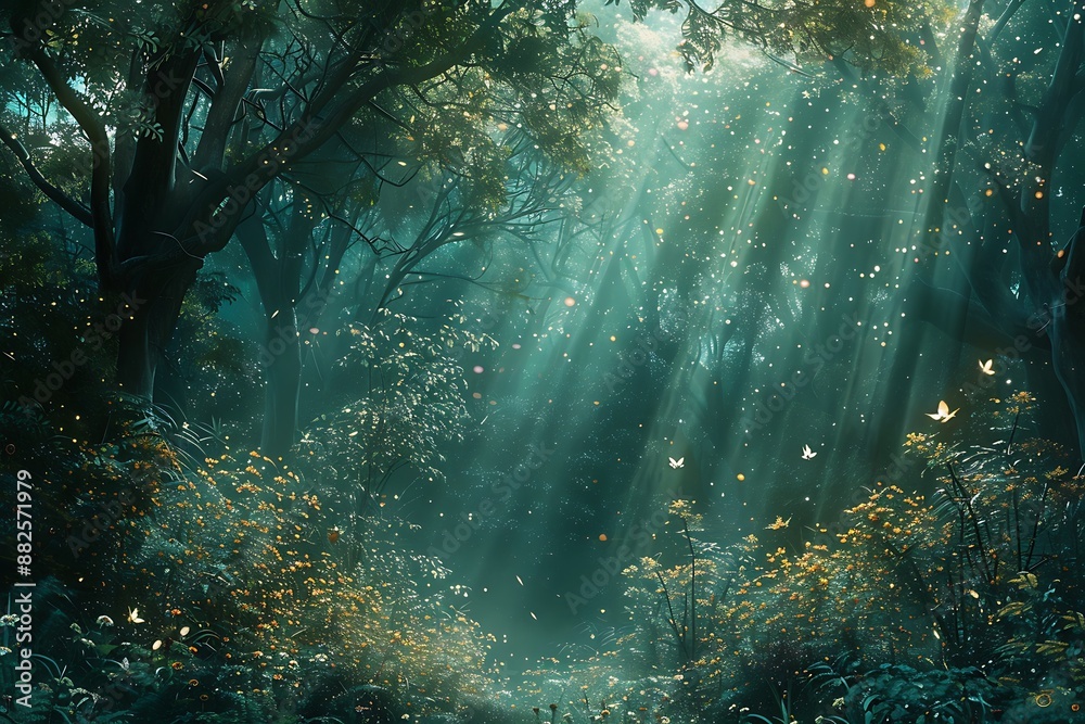 Glowing Butterflies In A Magical Forest Glowing Butterflies In A Magical Forest