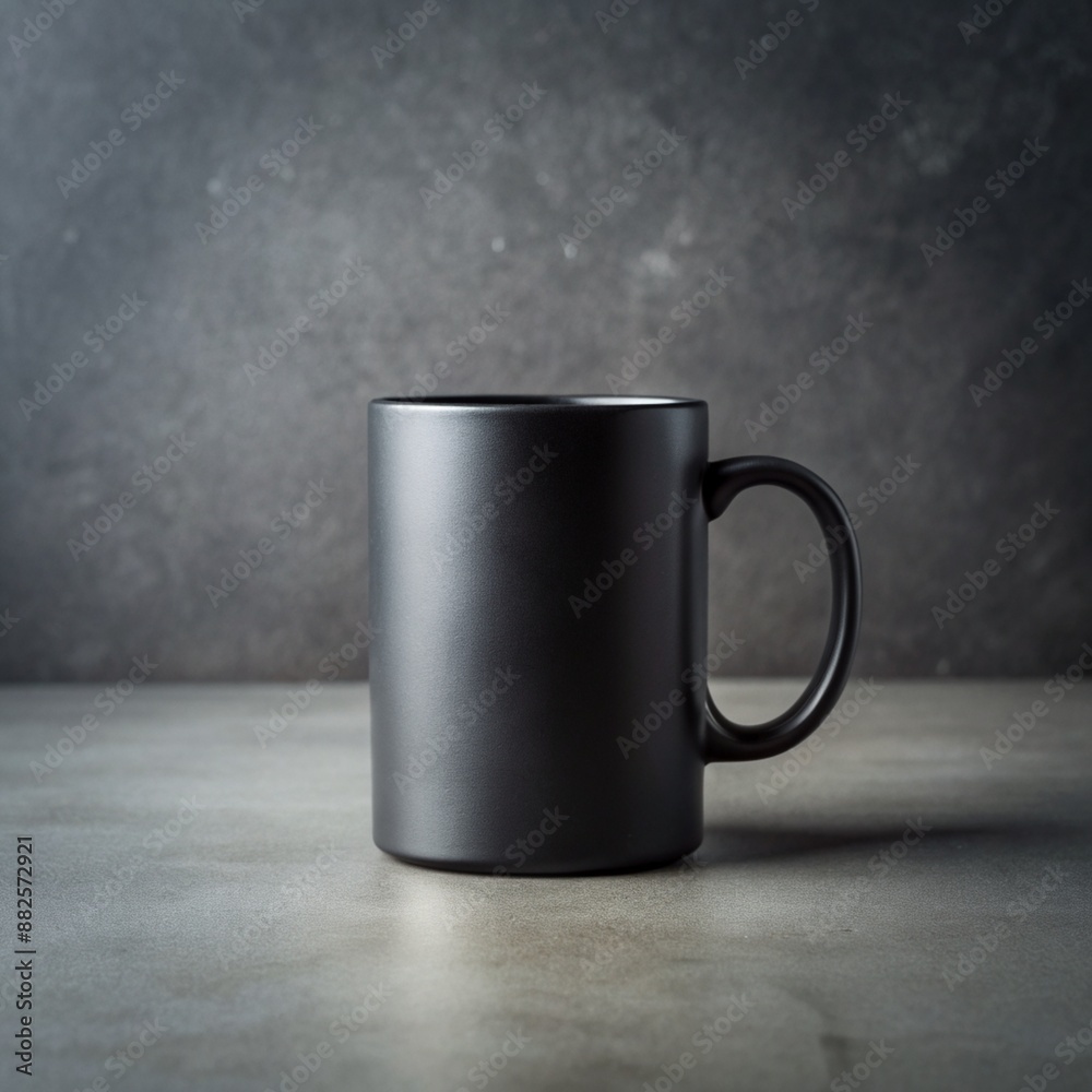 Black Coffee Mug on a Grey Surface Black Coffee Mug on a Grey Surface