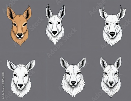 An image of  a deer  and  a fox , both with  different facial expressions