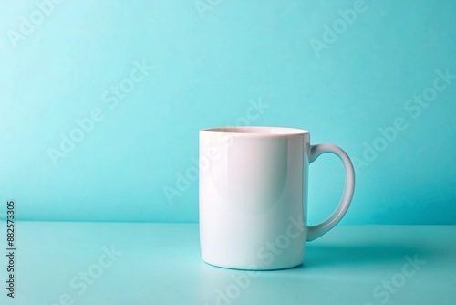 White Mug on Turquoise Background