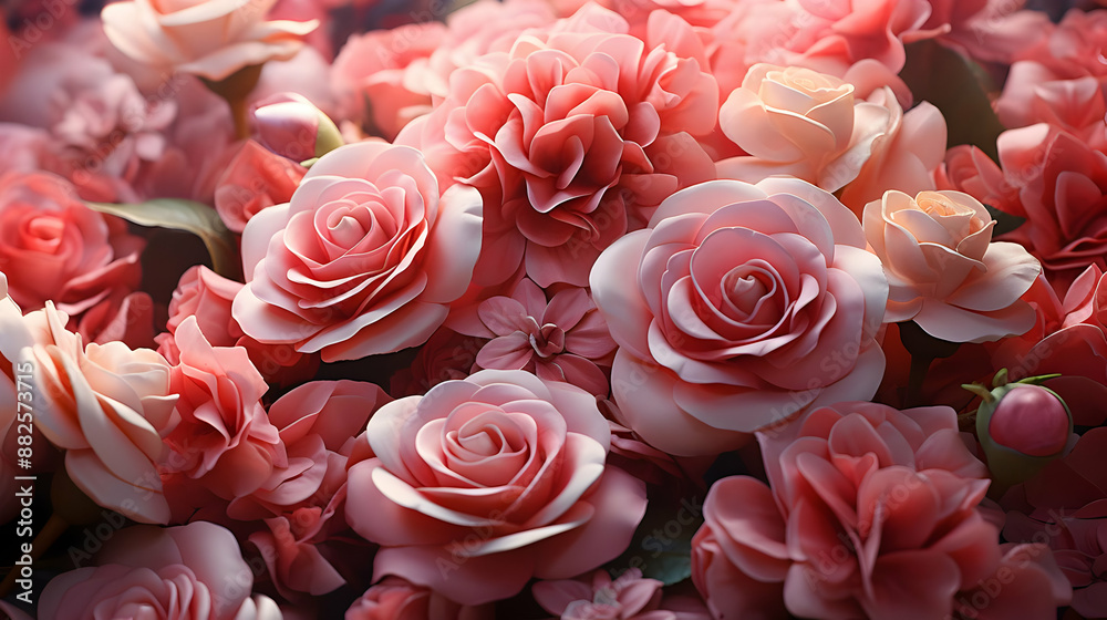 Pink Roses Bouquet - 3D Illustration Pink Roses Bouquet - 3D Illustration