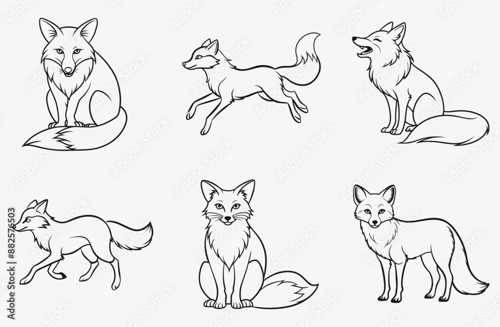 Enchanting Fox Line Art Collection Enchanting Fox Line Art Collection