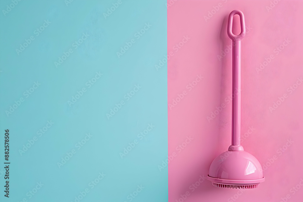 Pink Plunger on Blue and Pink Background - Photo Pink Plunger on Blue and Pink Background - Photo
