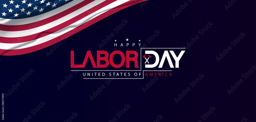 USA flag waving joyfully on Labor Day USA flag waving joyfully on Labor Day