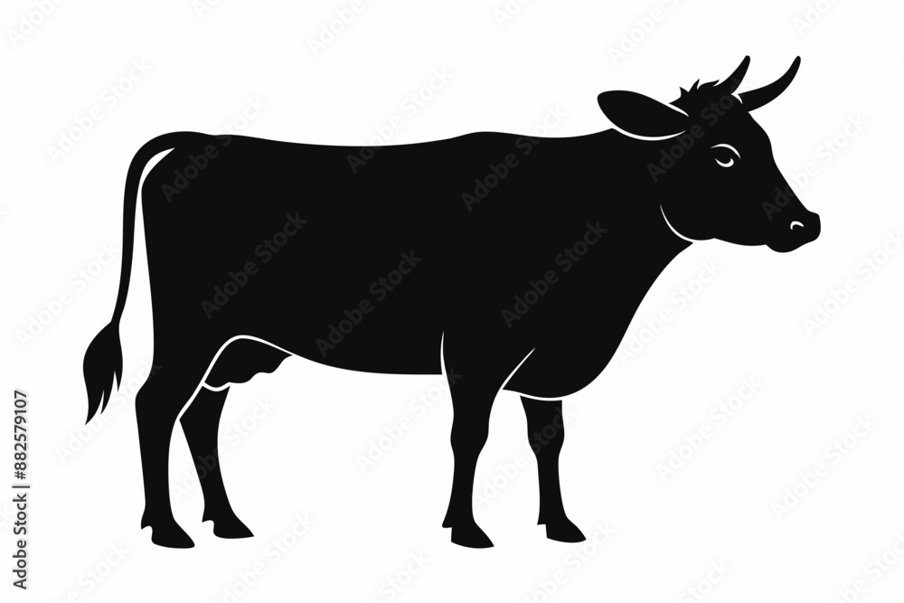 Cow graphic icon. Cow black silhouette isolated on white background. Vector illustration Cow graphic icon. Cow black silhouette isolated on white background. Vector illustration