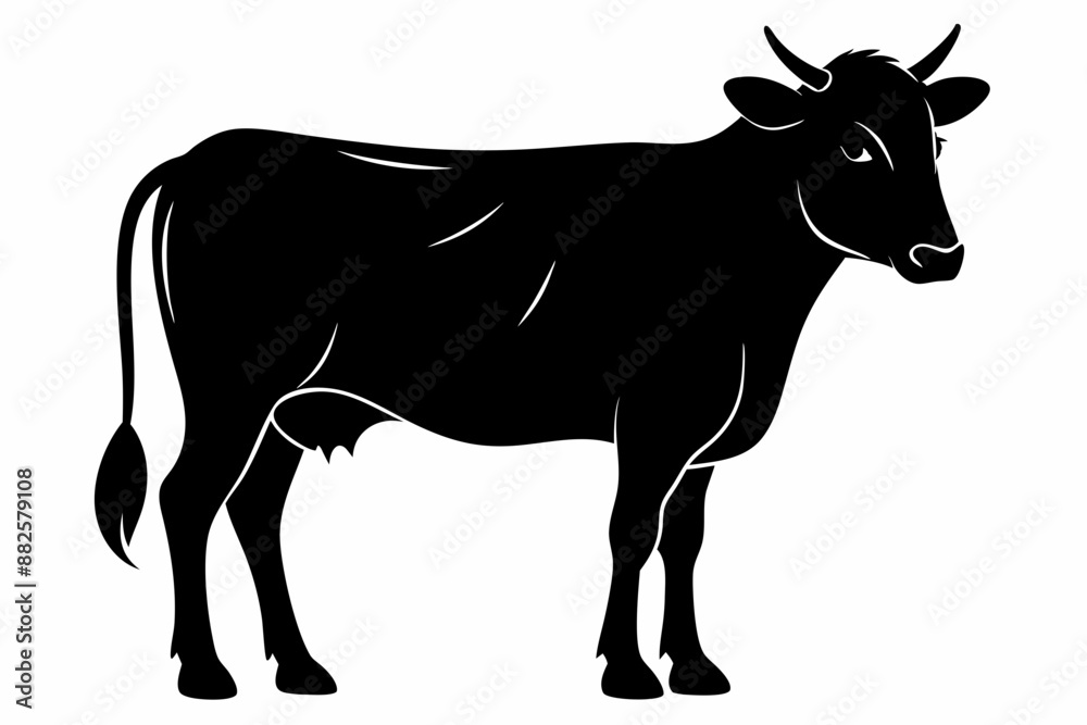 Cow graphic icon. Cow black silhouette isolated on white background. Vector illustration Cow graphic icon. Cow black silhouette isolated on white background. Vector illustration