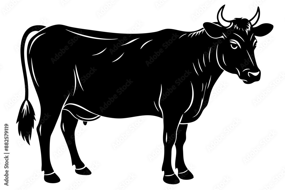 Fototapeta premium Cow graphic icon. Cow black silhouette isolated on white background. Vector illustration