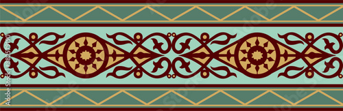 Vector colored seamless Yakut ornament. Endless border, frame of the northern peoples of the Far East. photo