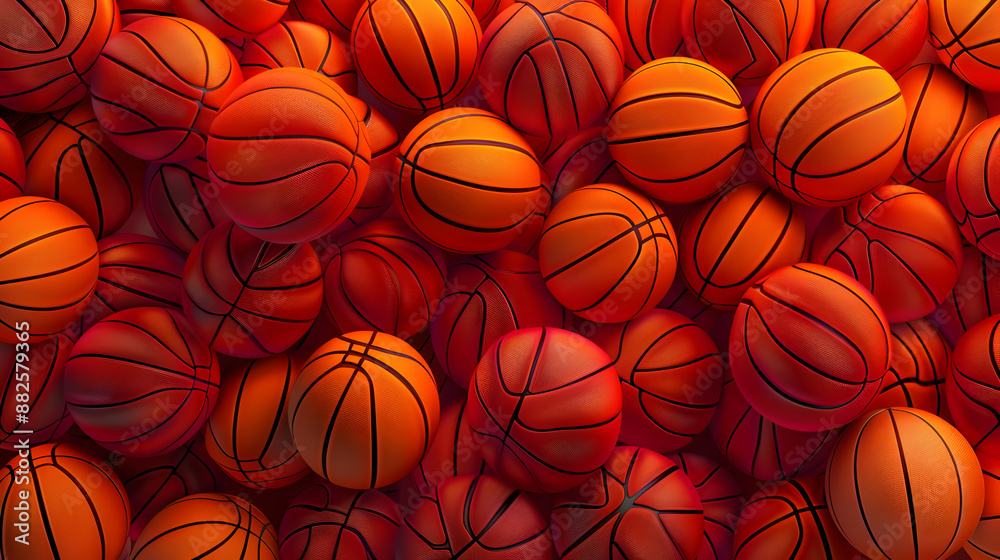3D Render of Basketball Pile