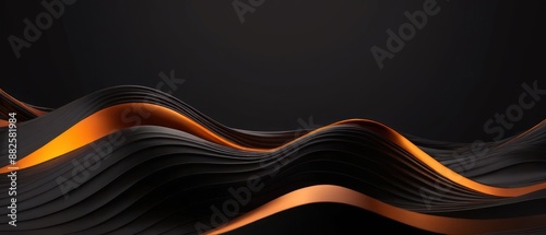 Abstract image featuring smooth metallic waves with orange highlights, creating a dynamic and modern aesthetic.