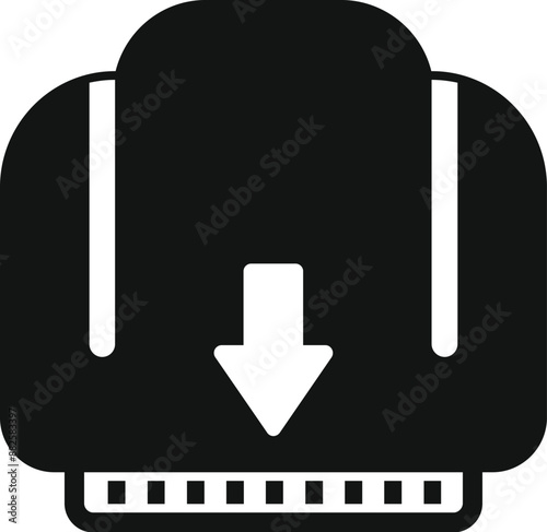 Black and white icon of a cloud storage service downloading data with a progress bar