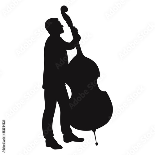 Jazz Musician Silhouette on White Background. Vector Illustration