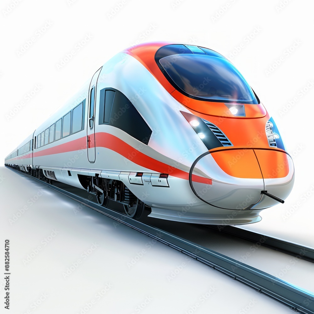 Fototapeta premium hyper realistic 3D super fast train on white background isolated 