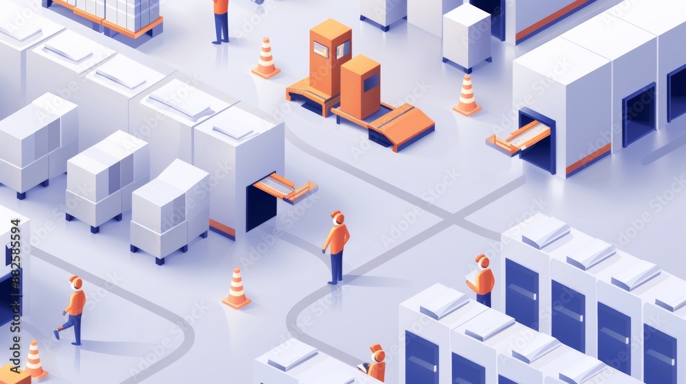 High-tech production floor, robots and workers fabricating products, seamless integration of technology in manufacturing operations High-tech production floor, robots and workers fabricating products, seamless integration of technology in manufacturing operations