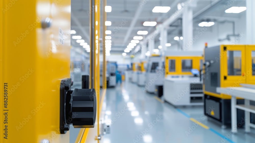 Detailed view of a production line, showcasing the fabrication of intricate components, high yield, and the manufacturing process in a modern facility Detailed view of a production line, showcasing the fabrication of intricate components, high yield, and the manufacturing process in a modern facility