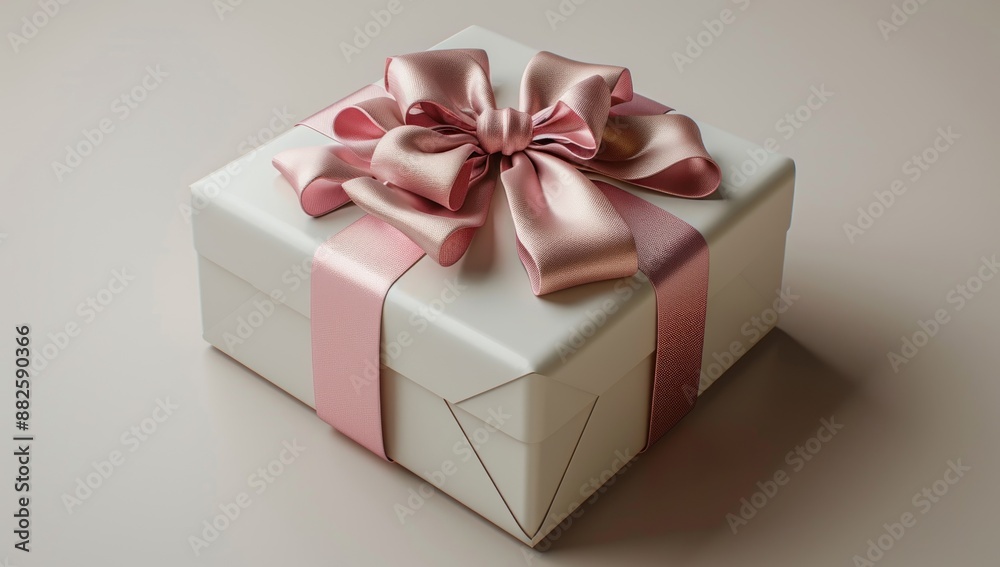 Obraz premium Elegant Gift Box with a Pink Ribbon