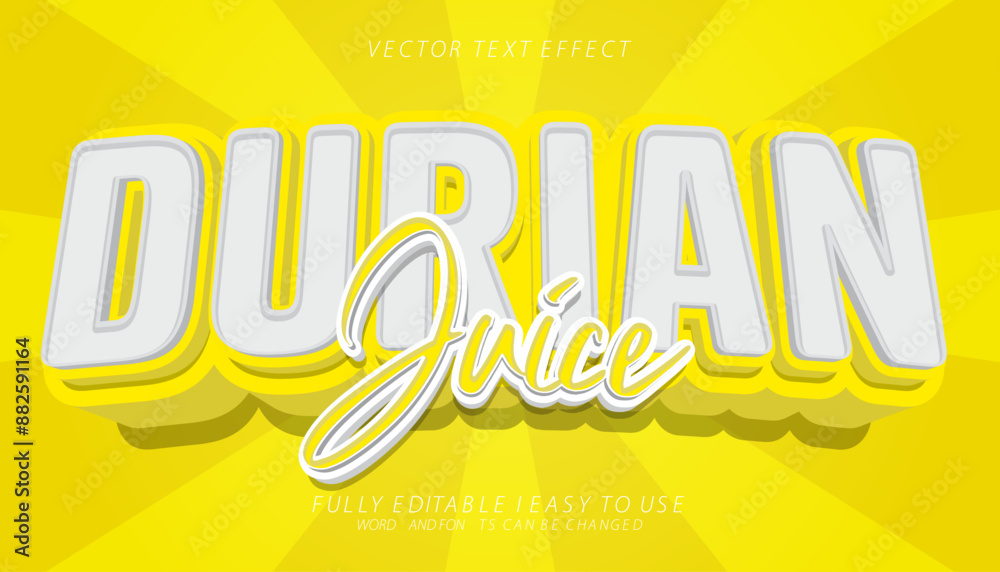 Obraz premium durian juice 3d editable vector text effect. trendy style text effect