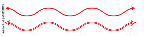 Thin long straight double arrow. Vector illustration.
