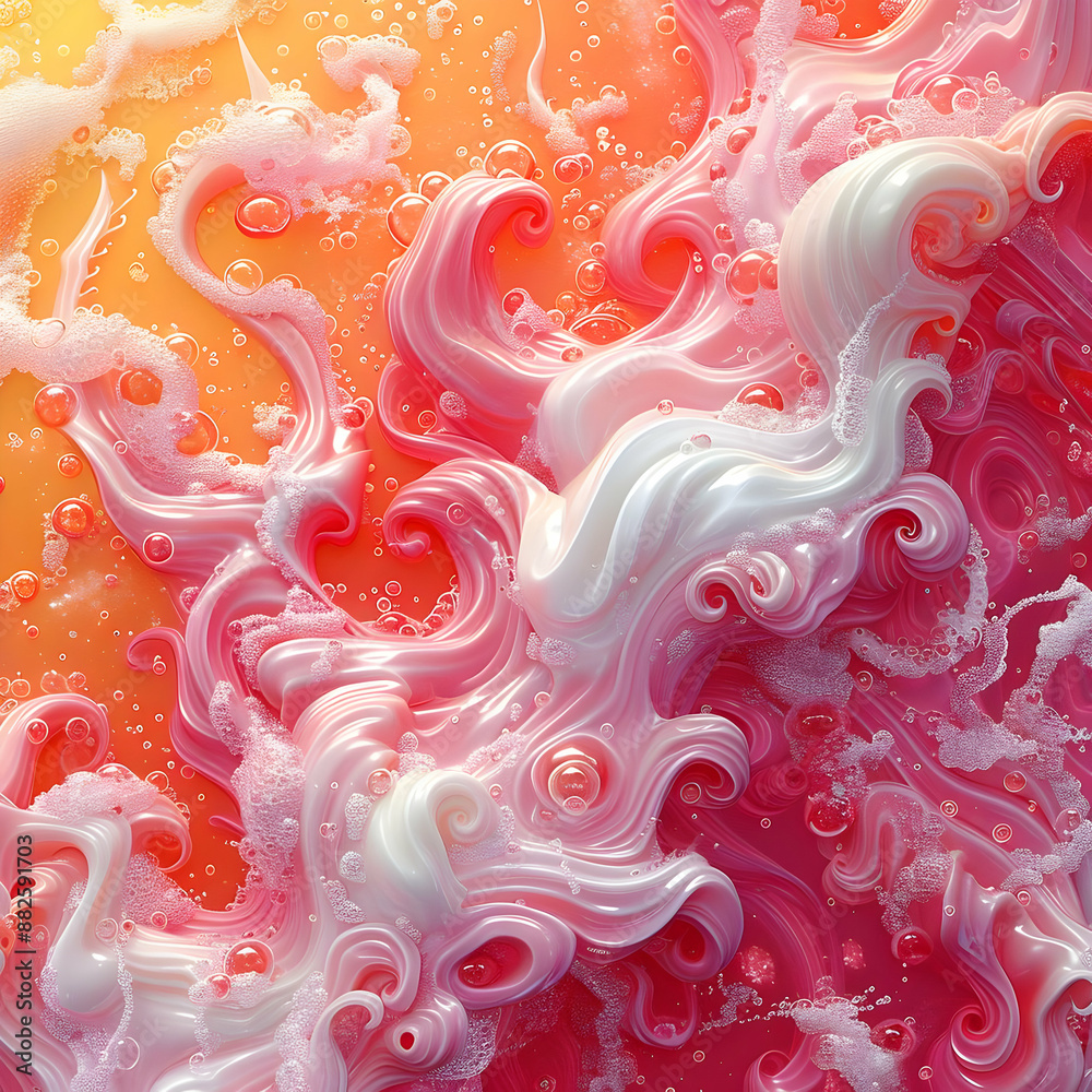 Abstract Background with Pink and White Swirls and Bubbles Abstract Background with Pink and White Swirls and Bubbles