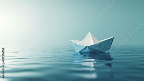 White Paper Boat Floating on Calm Water © sri