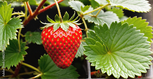 Garden Symphony: Sunlit Strawberries in Nature's Radiance



