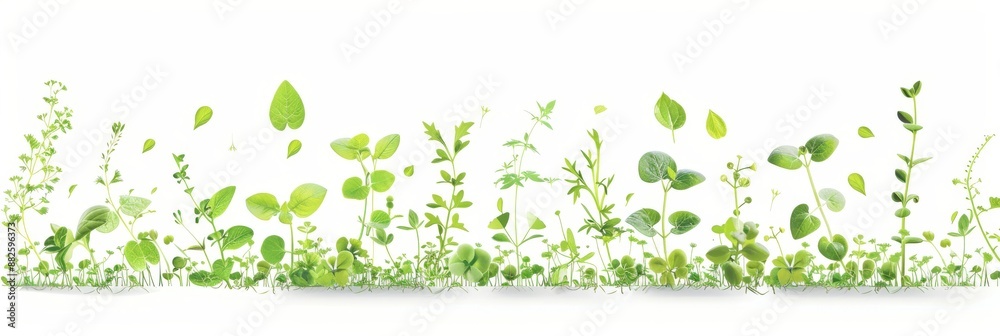 Eco-Friendly Doodle Green Plants on White Background for Business Presentations Eco-Friendly Doodle Green Plants on White Background for Business Presentations