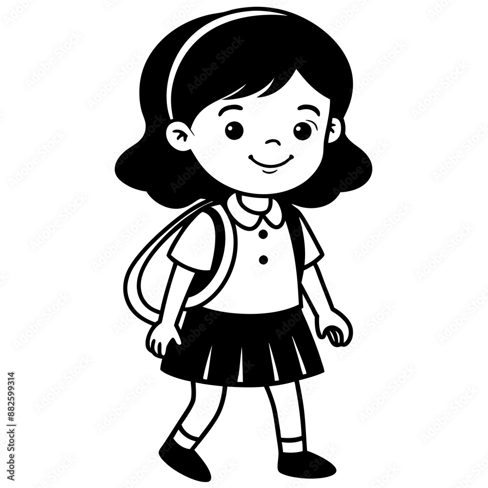 Happy little kid going to school vector illustration Happy little kid going to school vector illustration