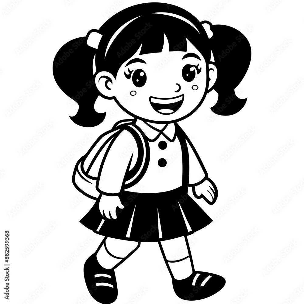 Happy little kid going to school vector illustration Happy little kid going to school vector illustration