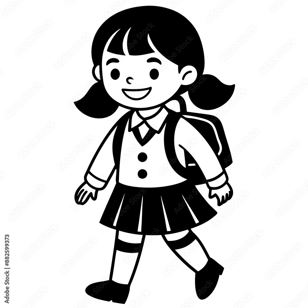 Happy little kid going to school vector illustration Happy little kid going to school vector illustration