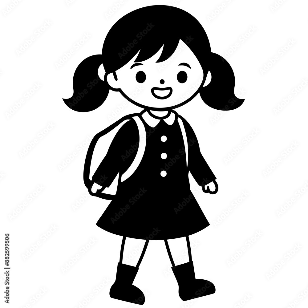 Happy little kid going to school vector illustration Happy little kid going to school vector illustration