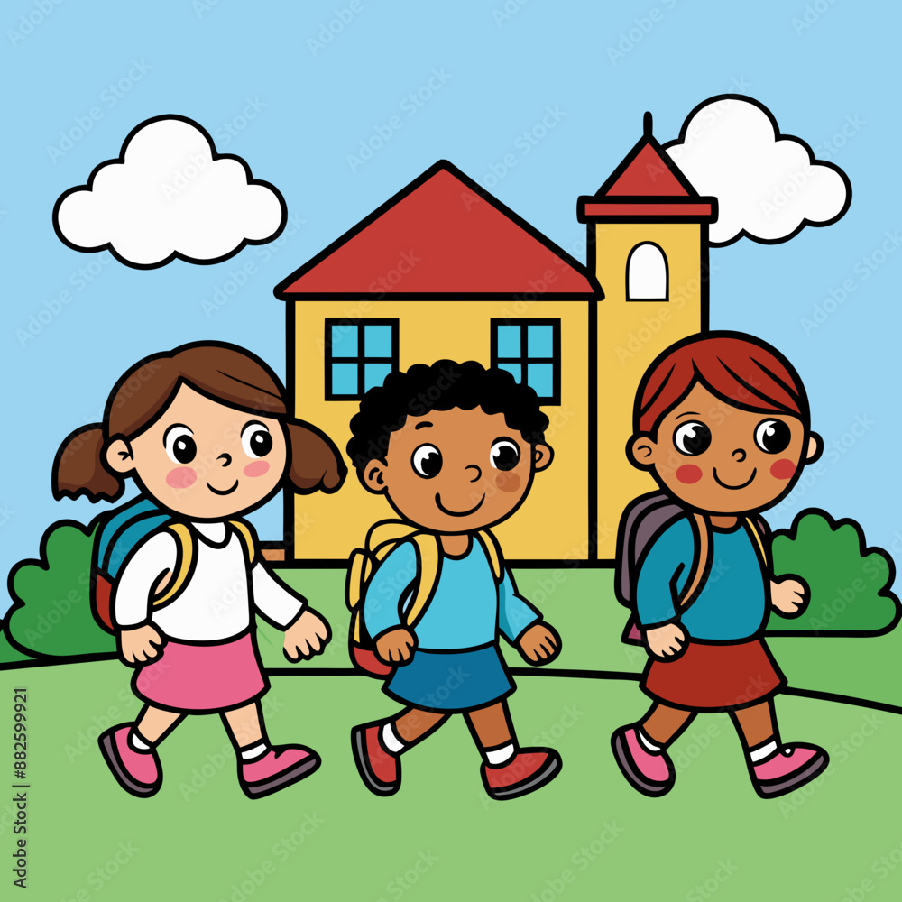 Children going to school vector illustration
Children going to school vector illustration