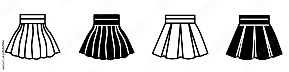 Silhouette of skirt icon illustration on white background. Skirt icon set for business. Stock vector. Silhouette of skirt icon illustration on white background. Skirt icon set for business. Stock vector.