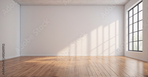 Minimalist White Interior: Clean Wall and Wood Floor Room
