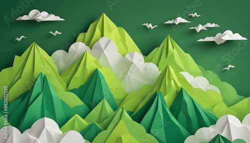 Clear Plain Shiny Warm Soft Vintage Bokeh Cloudy Wave Like Geometric Green Background or Texture