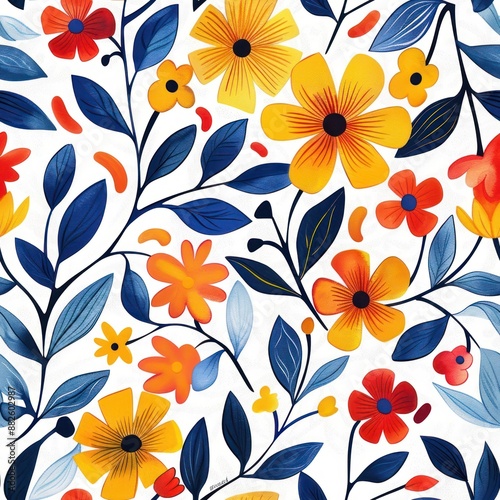 Maxican folk art pattern asteraceae graphics blossom.