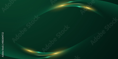 green abstract background with luxury golden elements vector illustration
