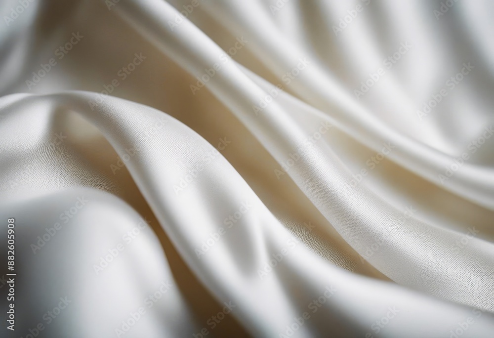 Obraz premium linen white fabric tablecloth silk plaid wallpaper creased texture closeup bed