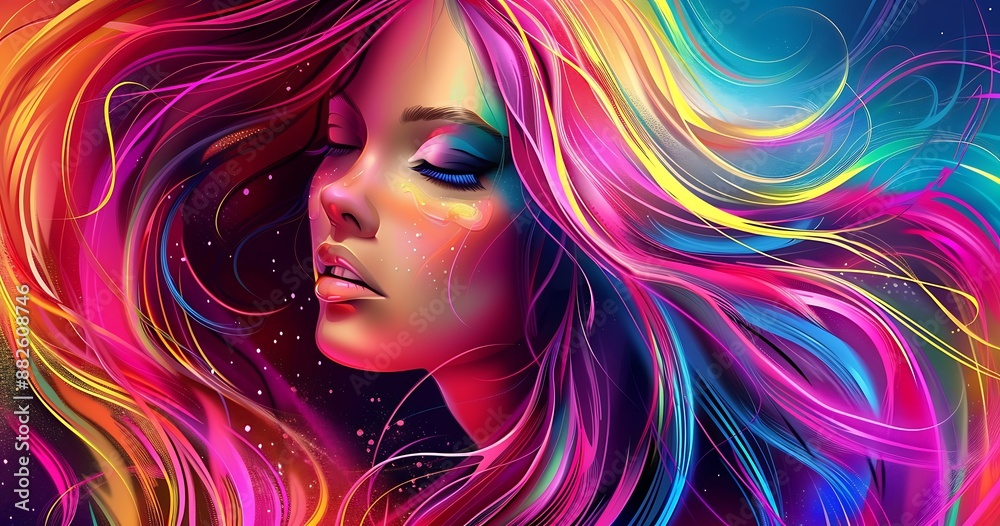 Dreamy Portrait of a Woman with Vibrant Hair Dreamy Portrait of a Woman with Vibrant Hair