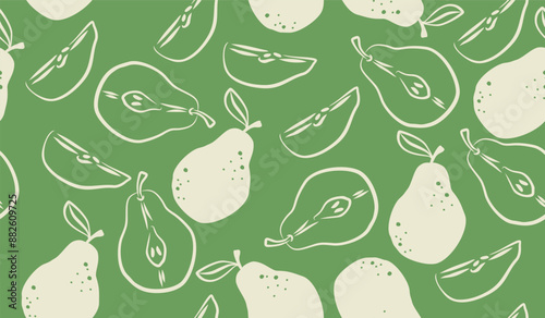 Cute pear fruits pattern background vector design