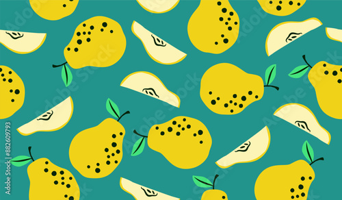 Cute pear fruits pattern background vector design