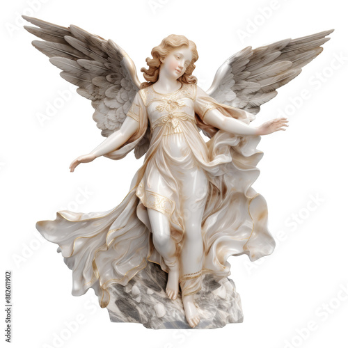A marble angel isolated on transparent background